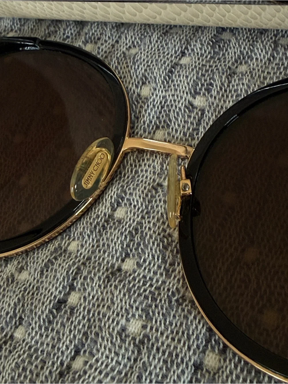 Jimmy Choo Andie Black and Gold Round Sunglasses